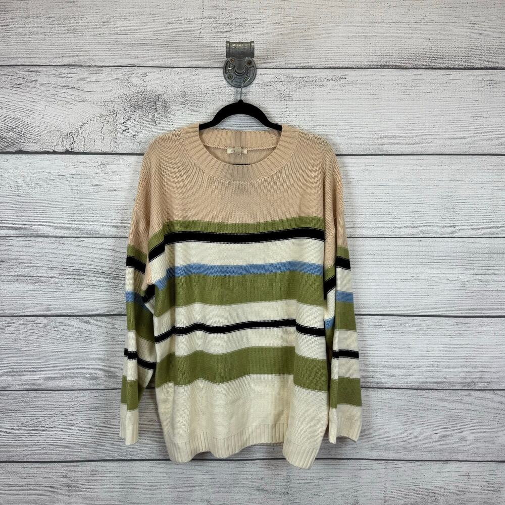 Cotton Bleu Plus Size Striped Knit Crewneck Sweater Size 1X